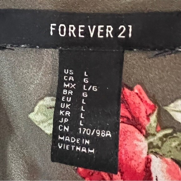 Army green and pink floral top size large - Picture 6 of 7